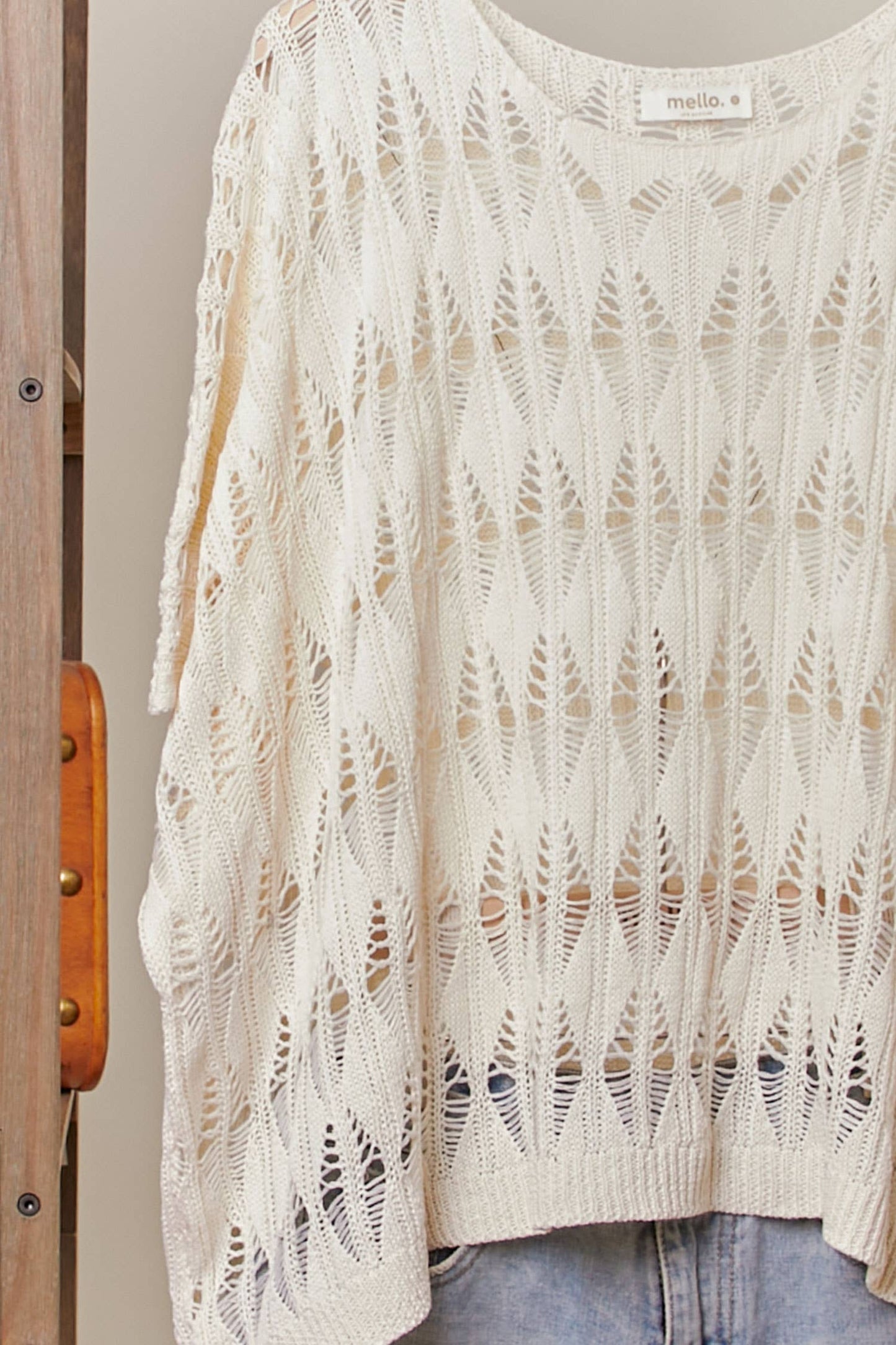 Lace Knit Top with Asymmetric Hem
