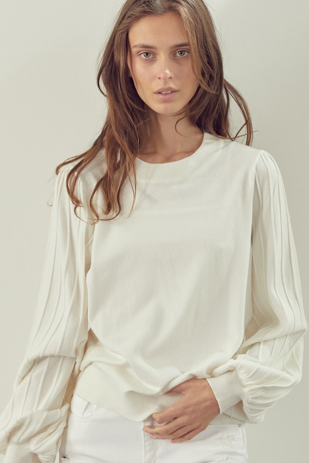 Aiden Ribbed Sleeve Sweater • Multiple Colors