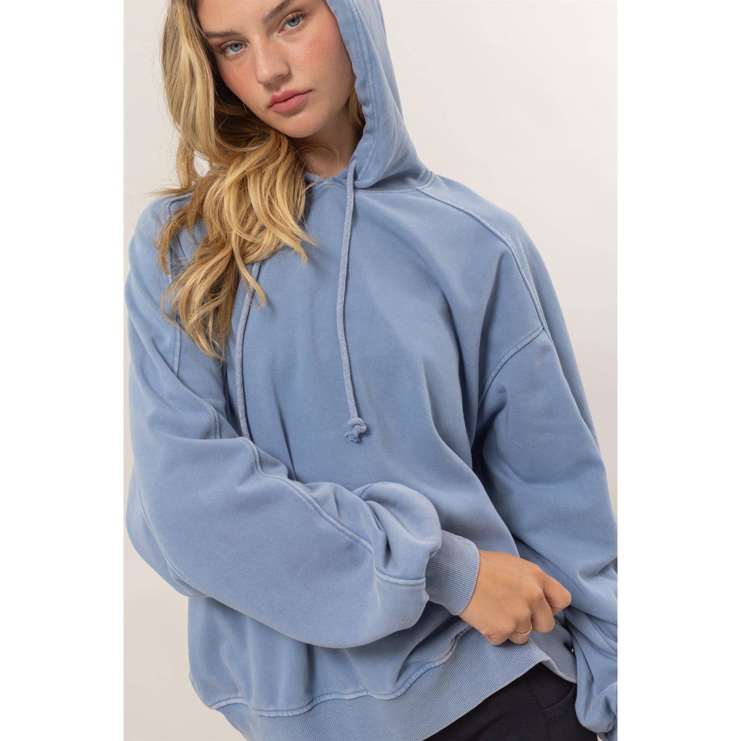 Seam Detailed Long Sleeve Oversized Hoodie