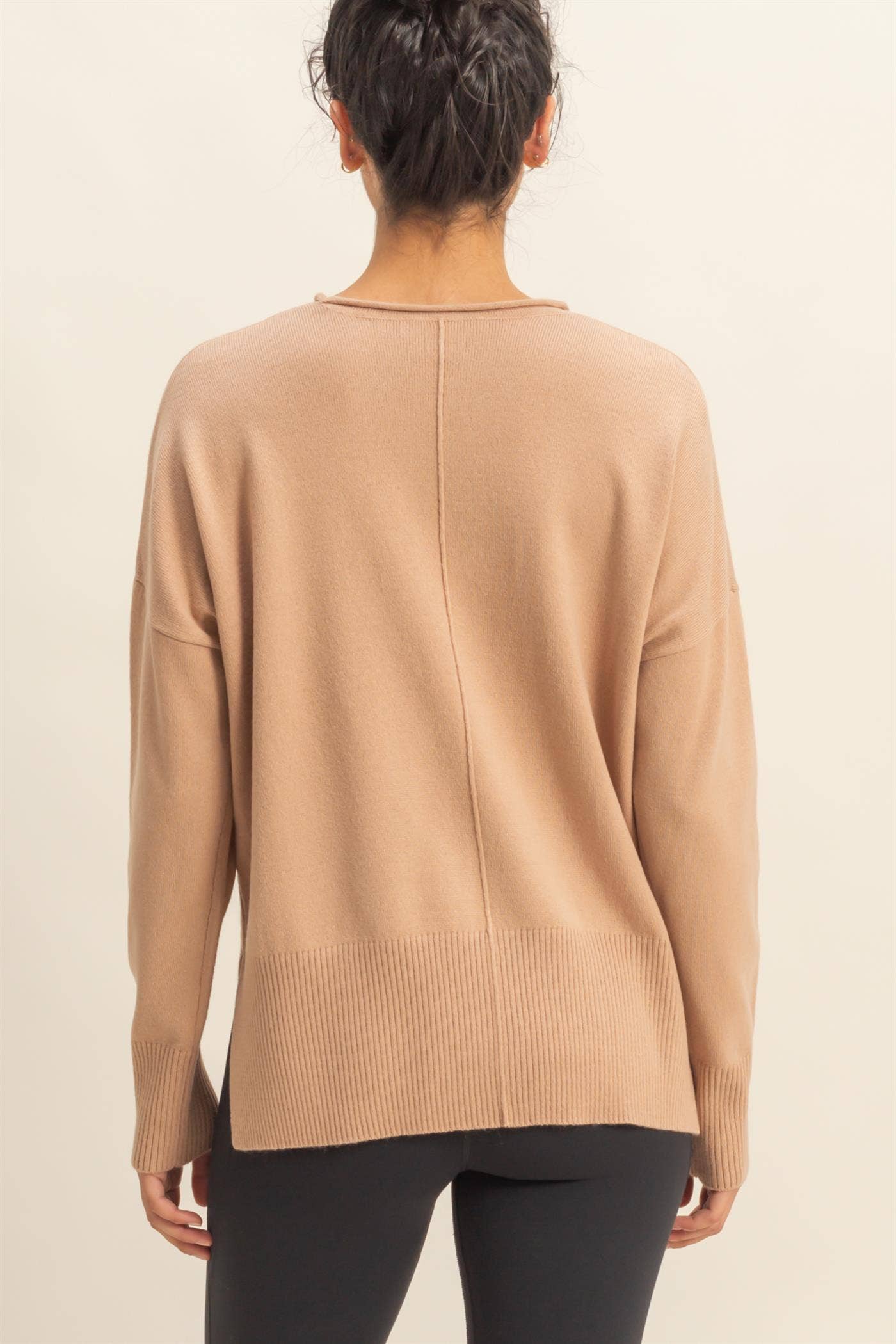 Round Roll Neck Drop Shoulder Sweater