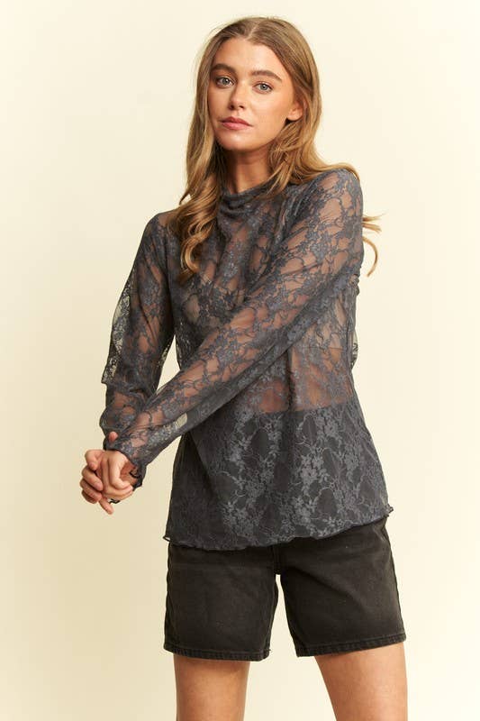 PLUS SIZE Mesh Floral print top