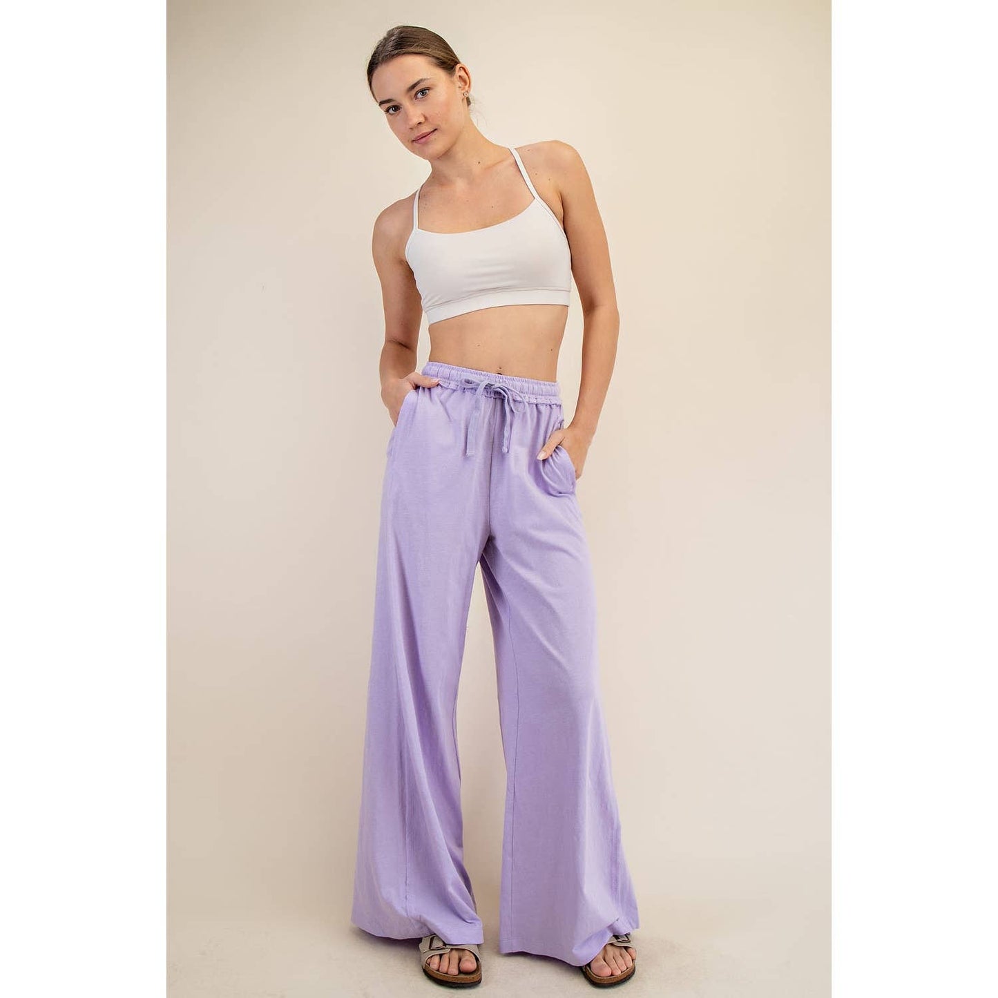 COTTON SLUB LOUNGING WIDE PANT