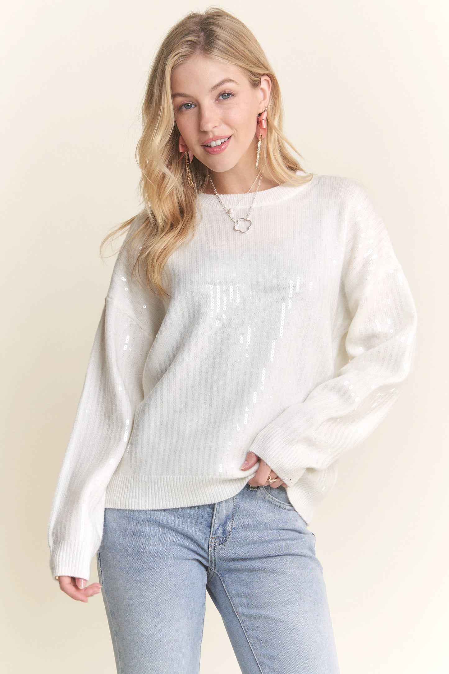 Soft Sweater with Sequins Accent