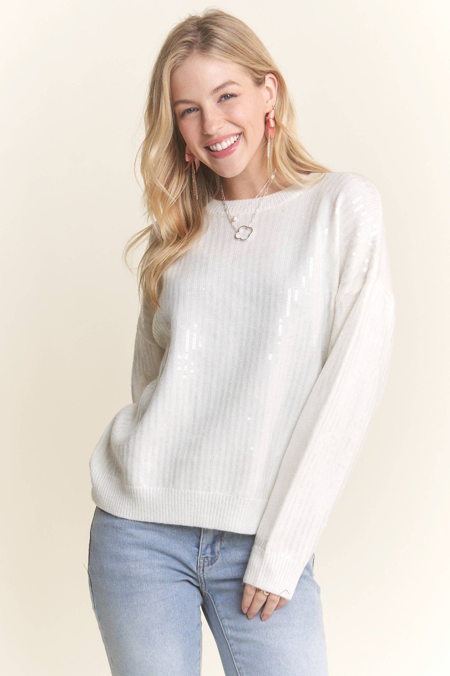 Soft Sweater with Sequins Accent