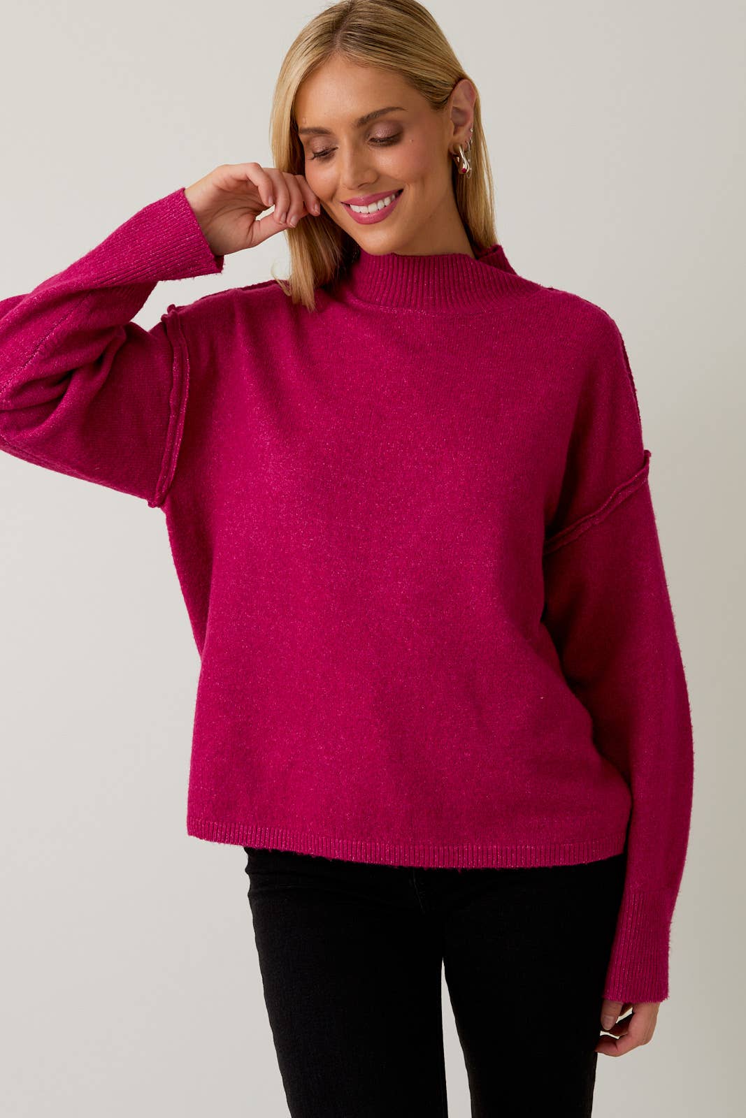 MOCK NECK LONG SLEEVE SWEATER