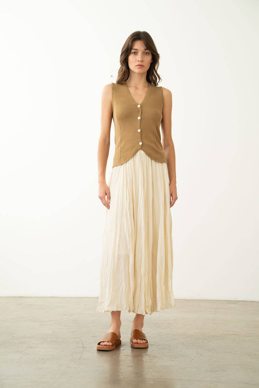 Elegant Crinkled Maxi Skirt