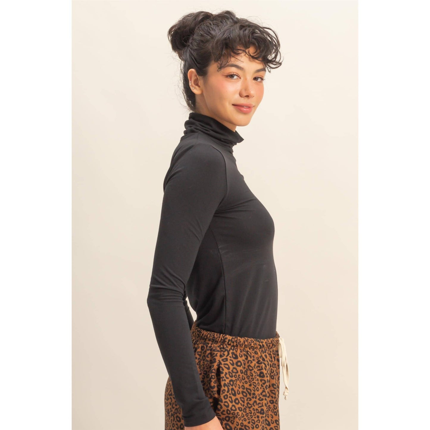 Turtleneck Long Sleeve Fitted Top