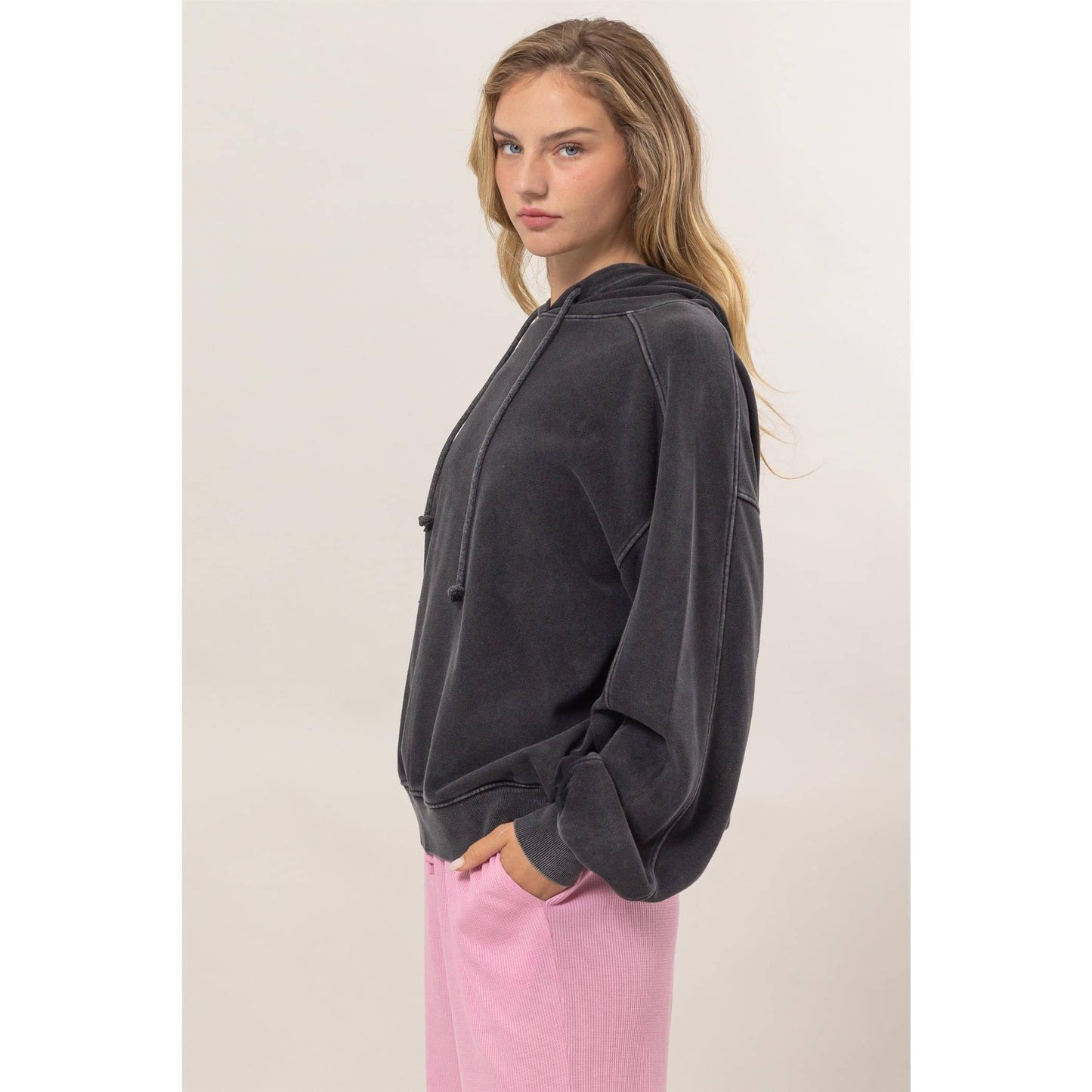 Seam Detailed Long Sleeve Oversized Hoodie