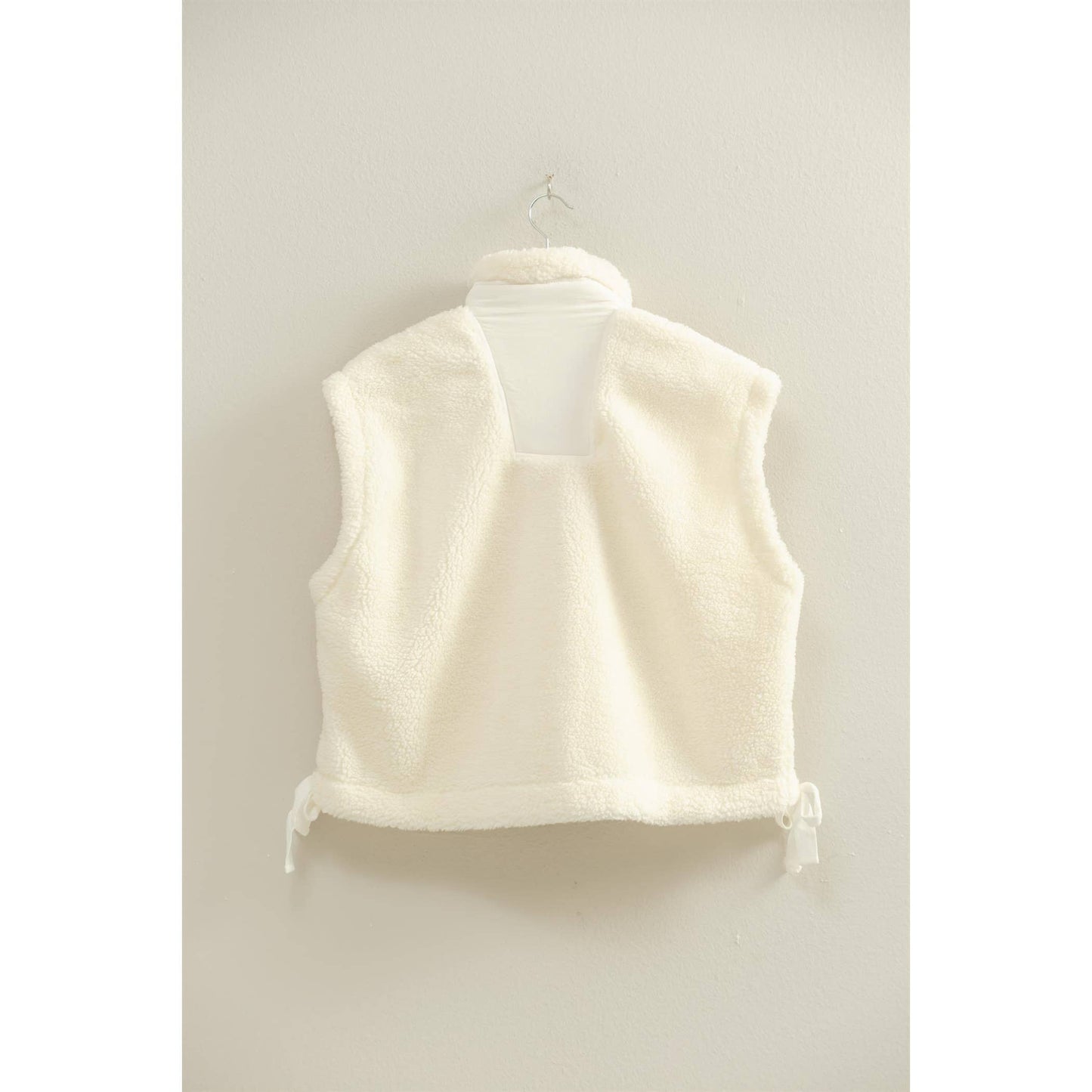 Cozy Sherpa Vest Jacket with Tie-Up Side Details