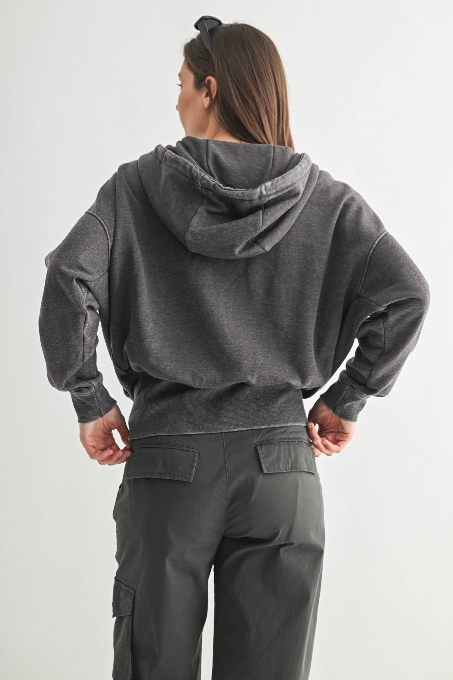 Fleece Hoodie Jacket with Tapered Sleeves