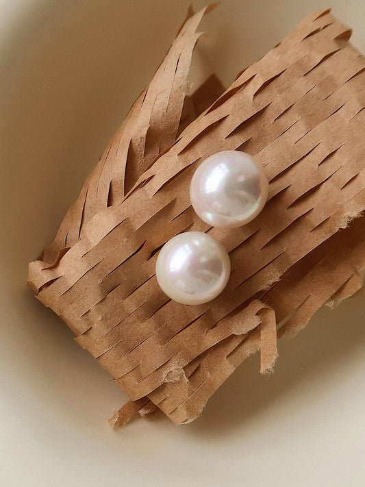 Amrae 18K Gold Non-Tarnish Classic Pearl Stud Earrings