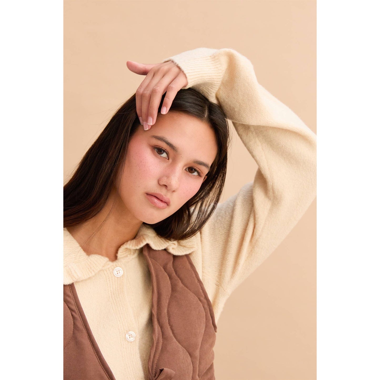 Ruffle Collar Cardigan Sweater