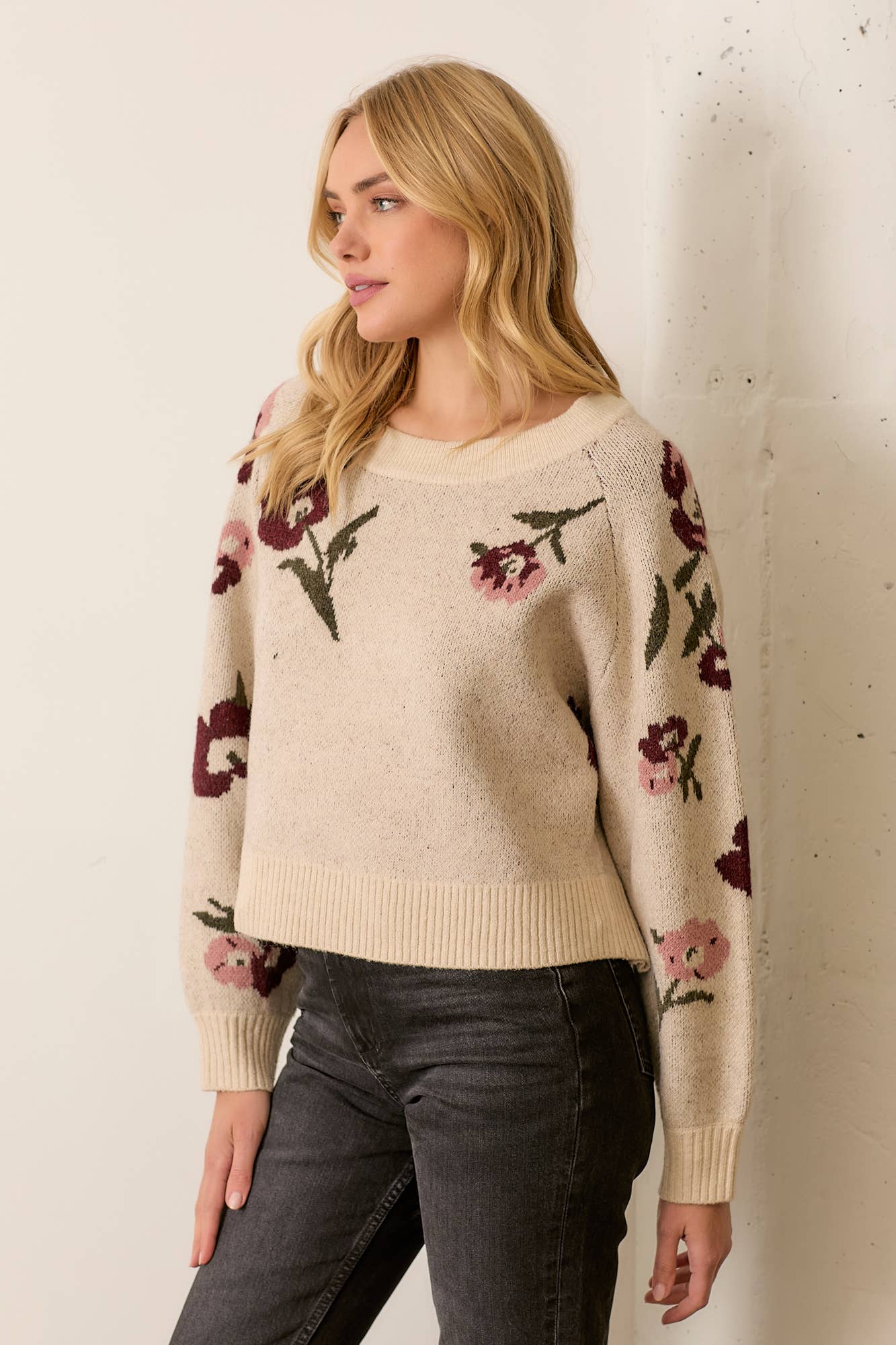 PRINTED FLORAL SWEATER