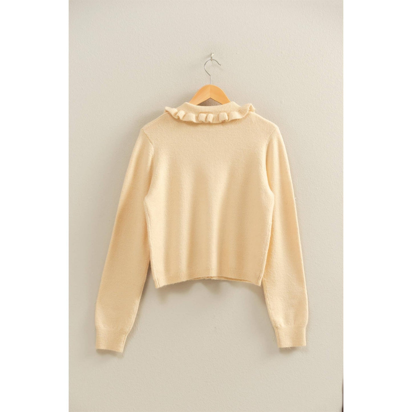 Ruffle Collar Cardigan Sweater