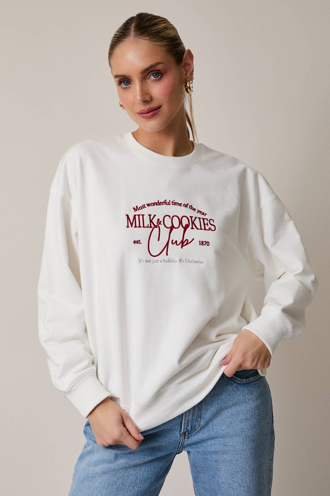 Milk and Cookies Embroidered Sweatshirt