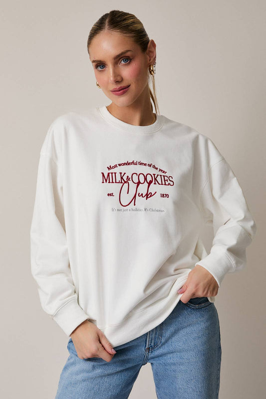 Milk and Cookies Embroidered Sweatshirt