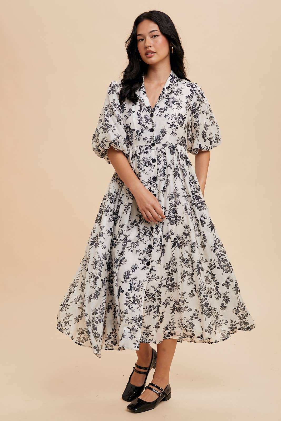 TENCEL BLEND COLLARED MAXI DRESS