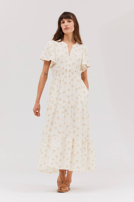 PRINTED GAUZE MIDE DRESS