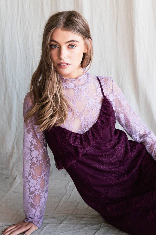 PLUS SIZE Mesh Floral print top