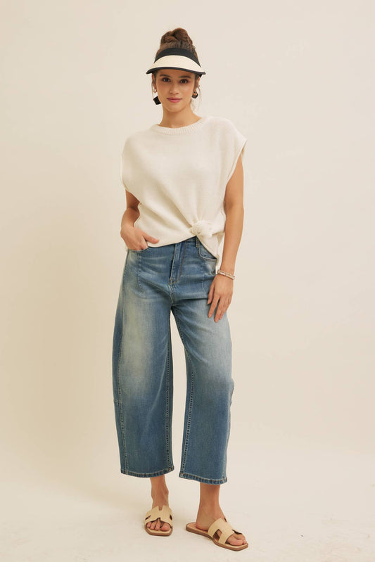 Exposed Seam Sweater Vest • Ivory