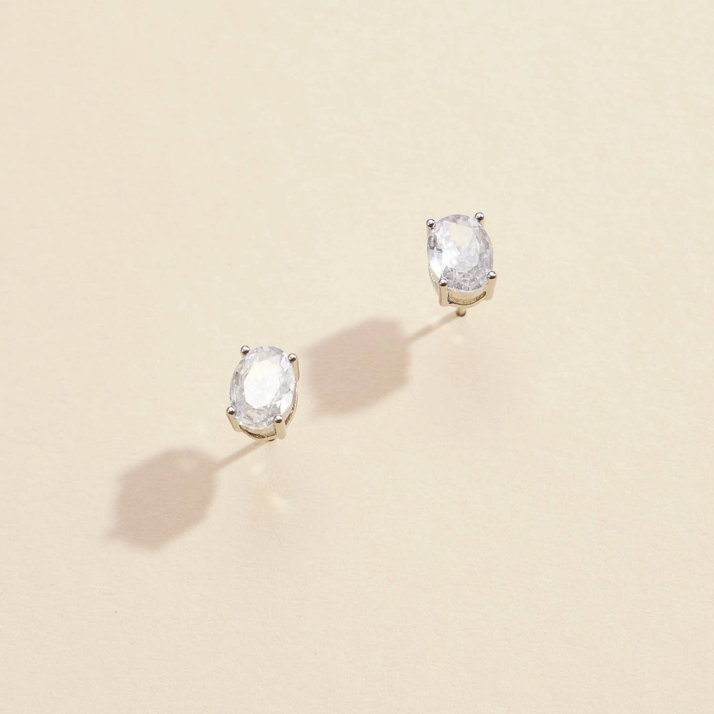 Oval CZ Gold Dip Stud Earrings