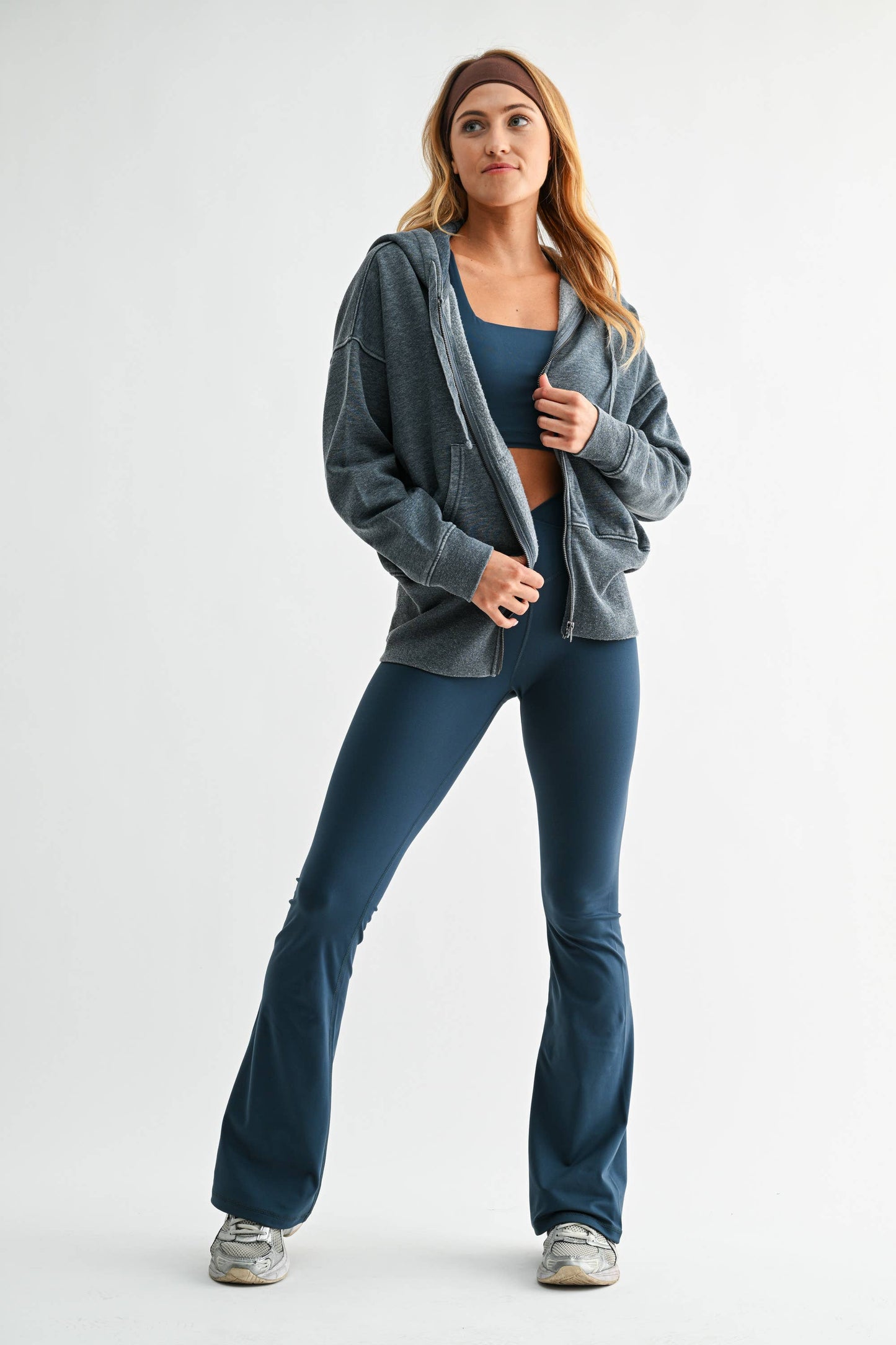 Fleece Hoodie Jacket with Tapered Sleeves