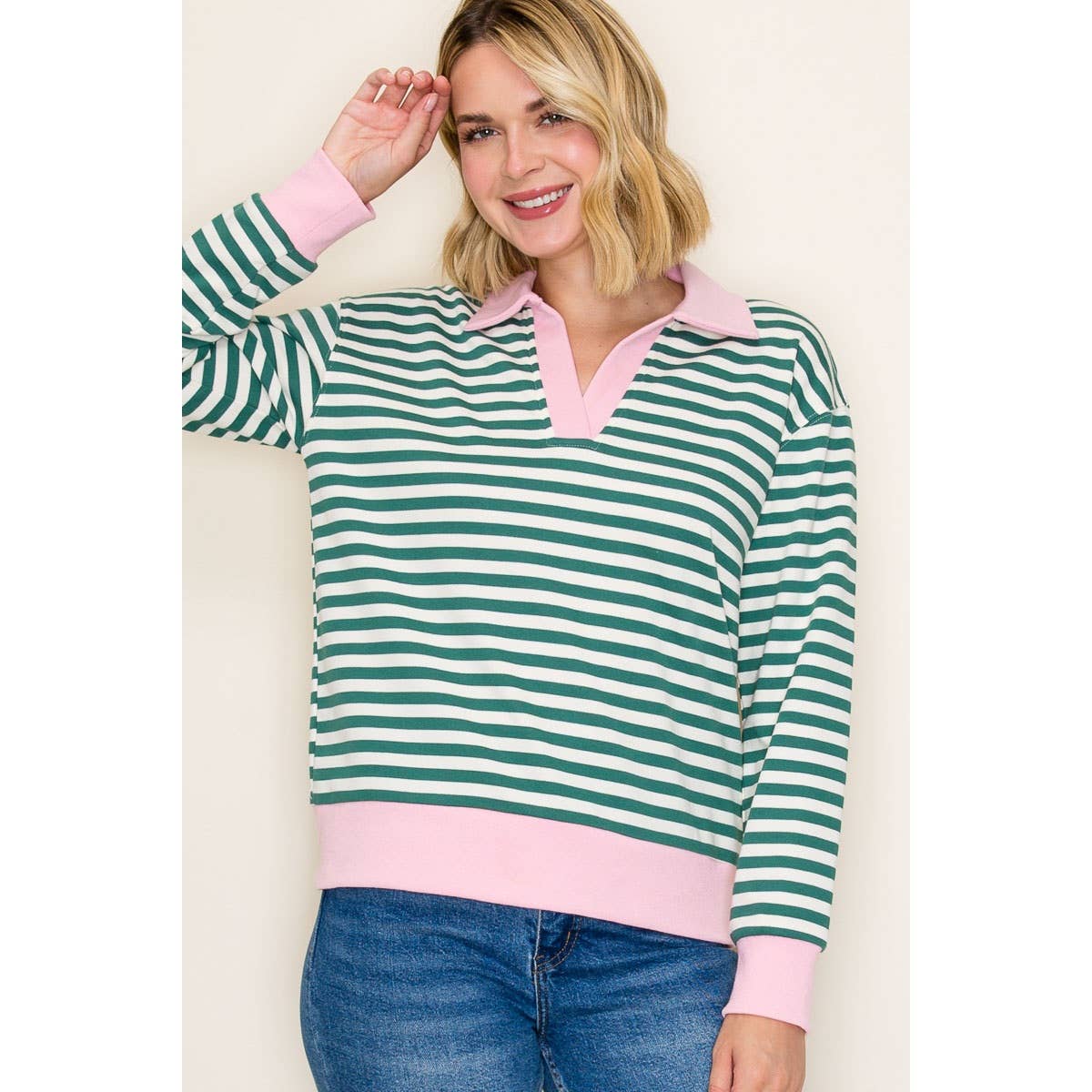 Polo Collar Sweatshirt