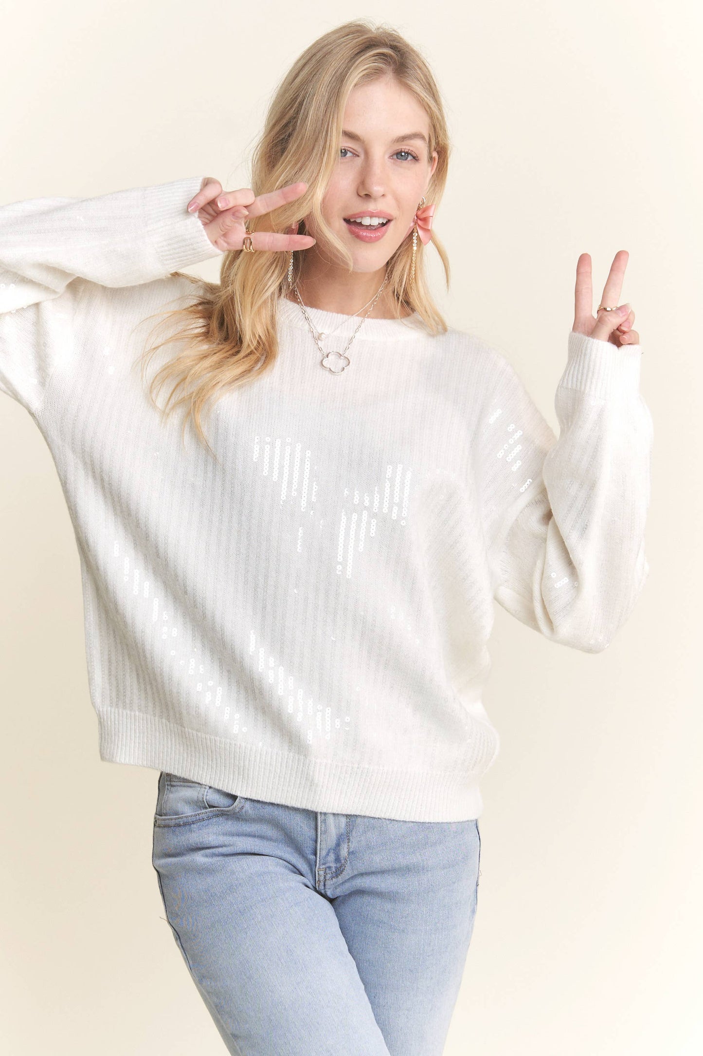 Soft Sweater with Sequins Accent