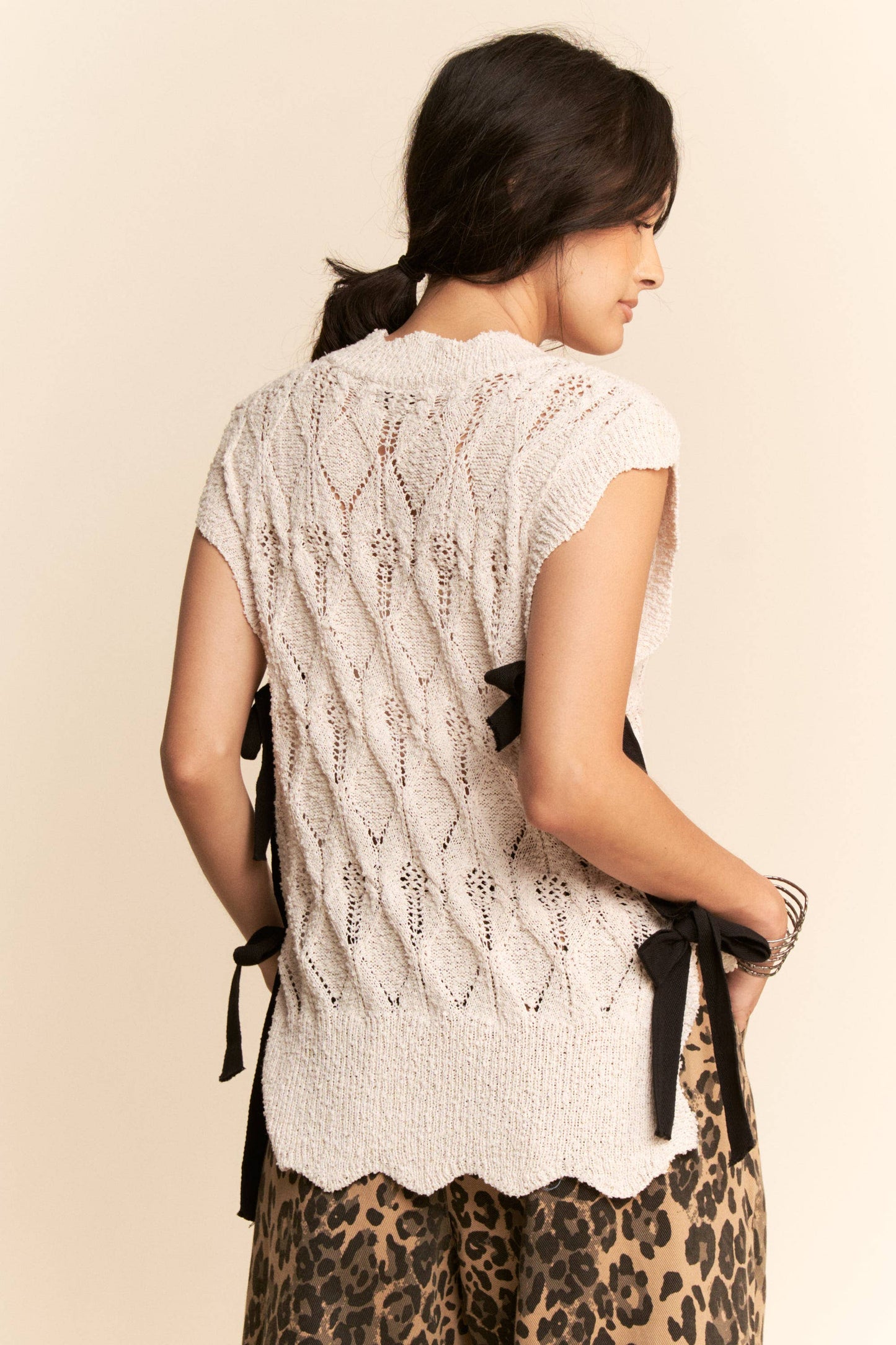 Calli Knit Vest with Ribbon Ties