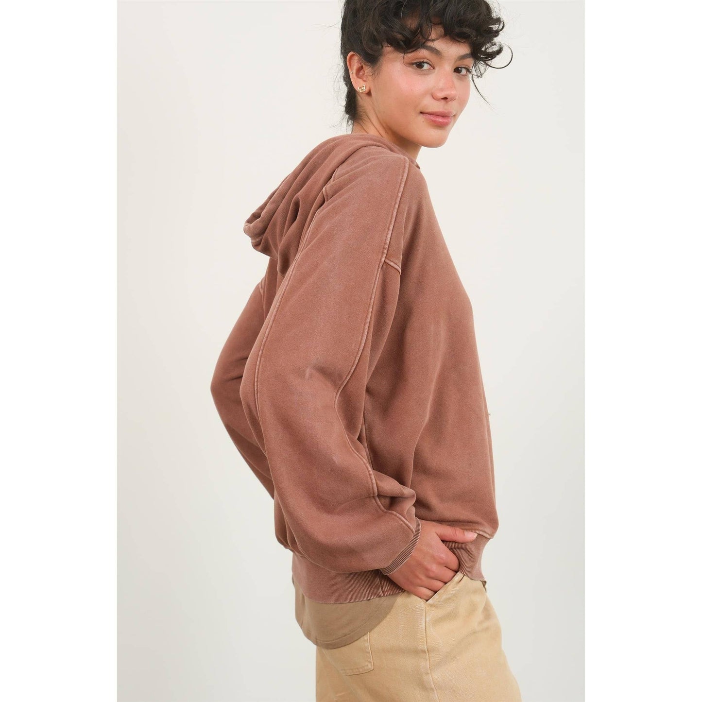 Seam Detailed Long Sleeve Oversized Hoodie