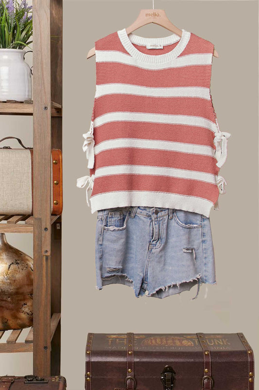 Striped Knit Sleeveless Vest