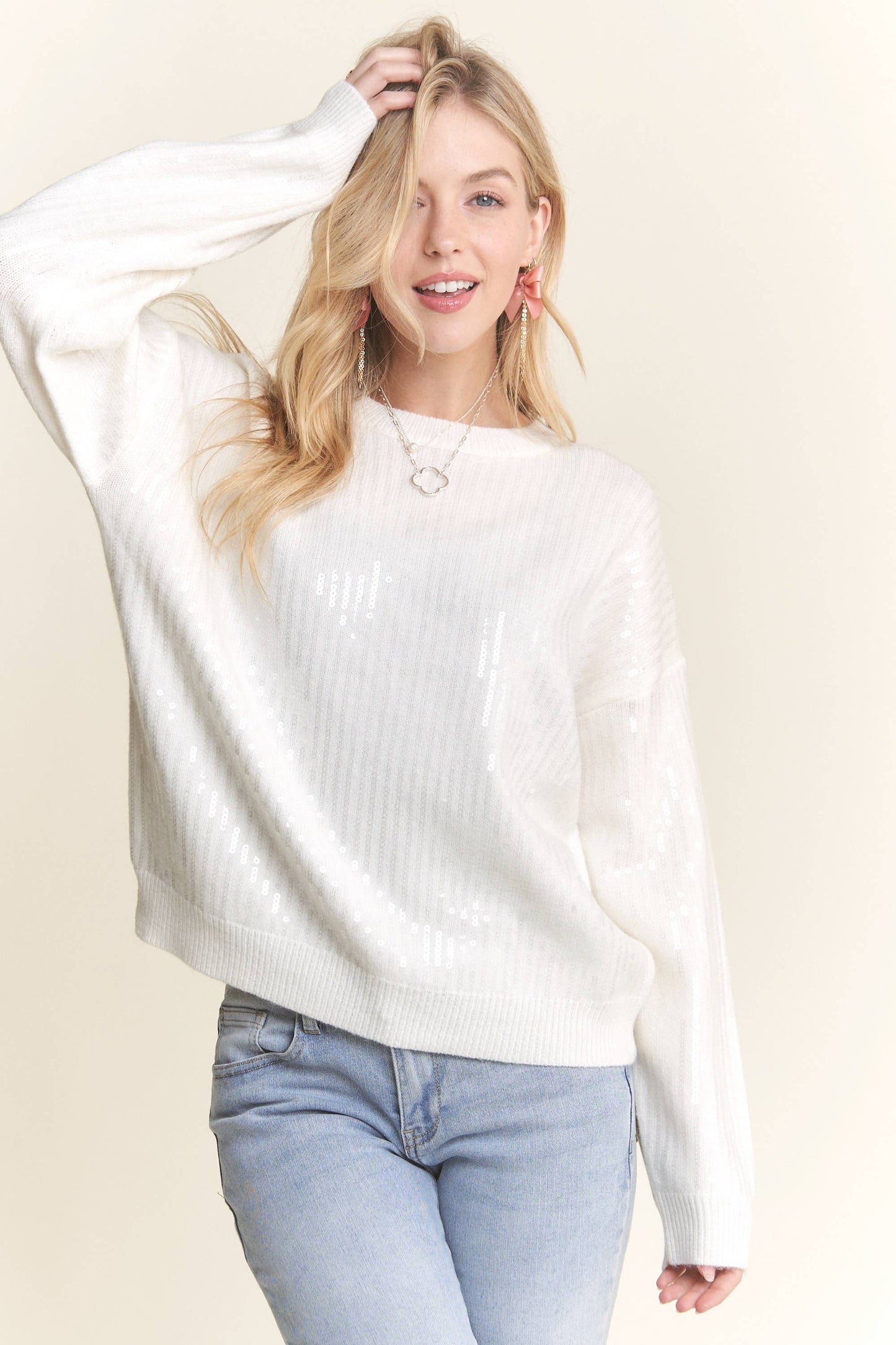 Soft Sweater with Sequins Accent