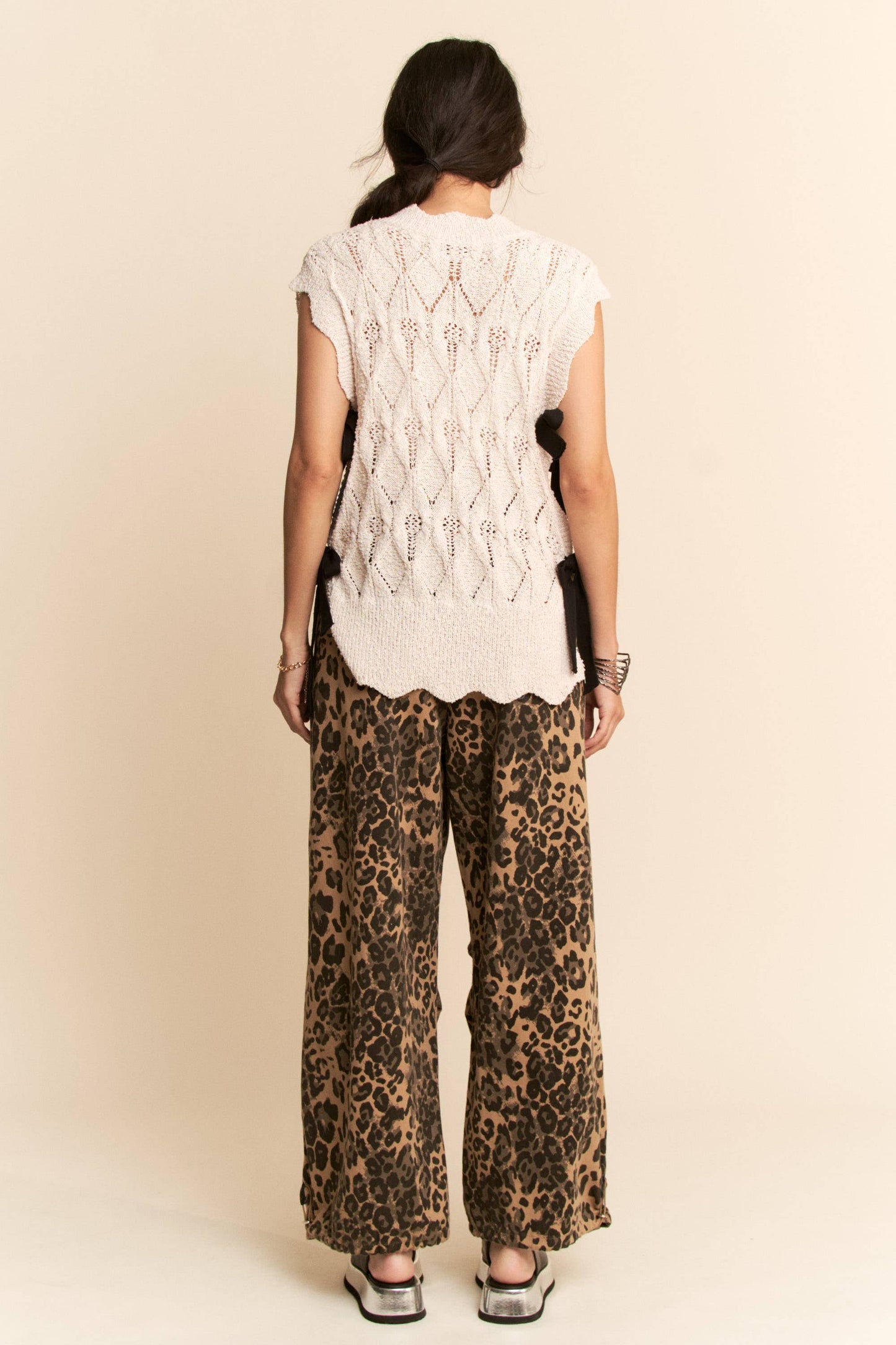 Calli Knit Vest with Ribbon Ties