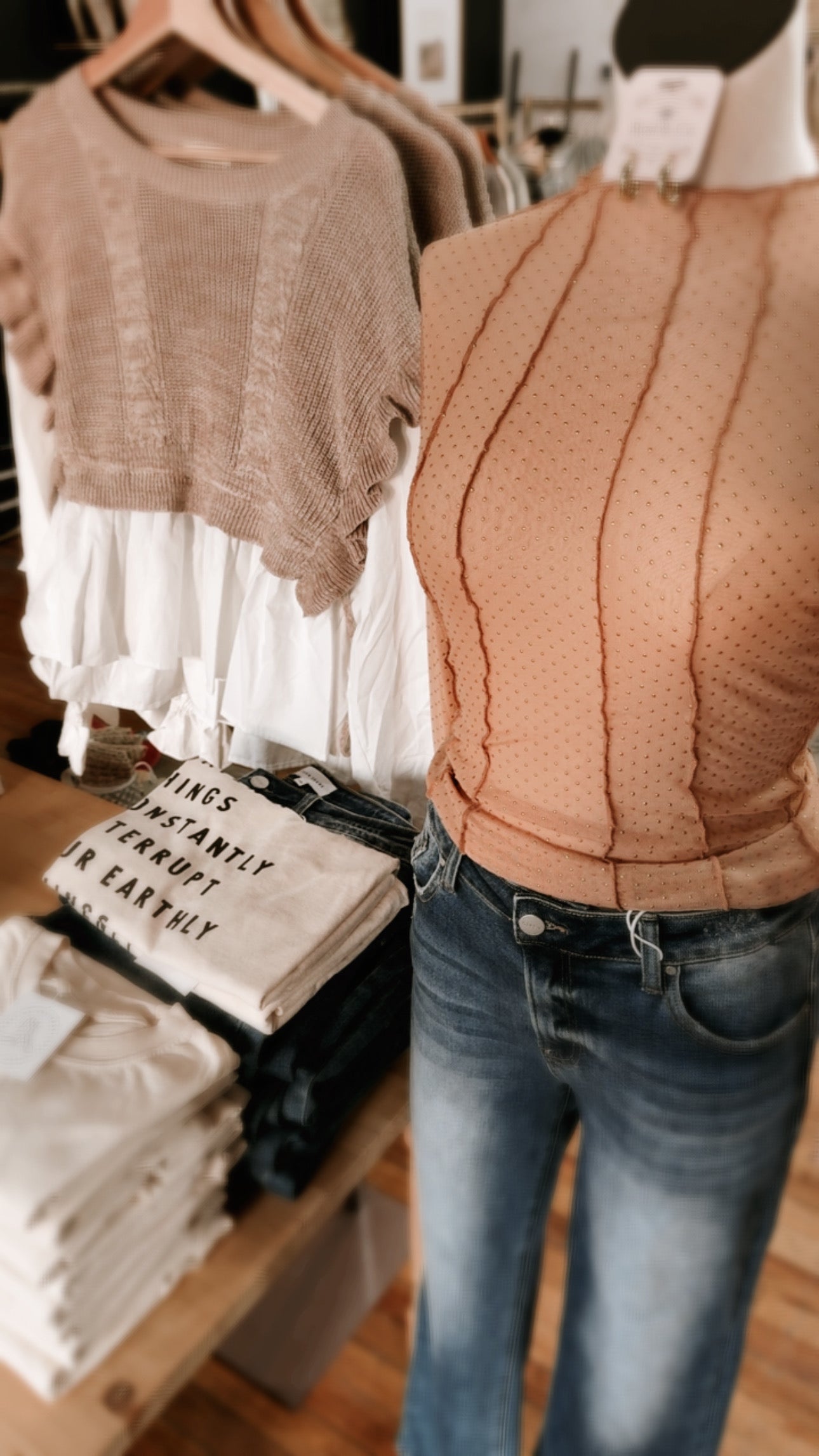 Gold Studded Mesh Top