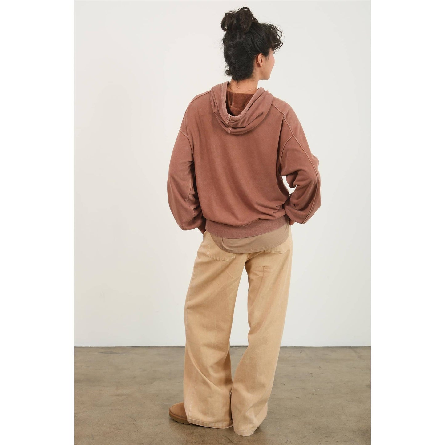 Seam Detailed Long Sleeve Oversized Hoodie