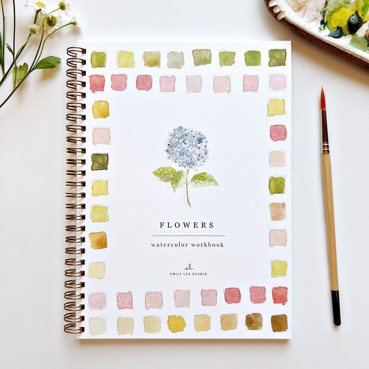 Flowers watercolor workbook by Emily Lex