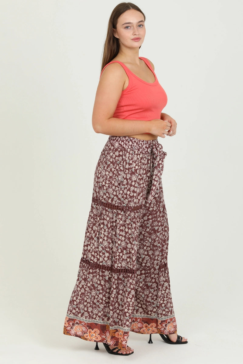 Kora Wine Printed Pant