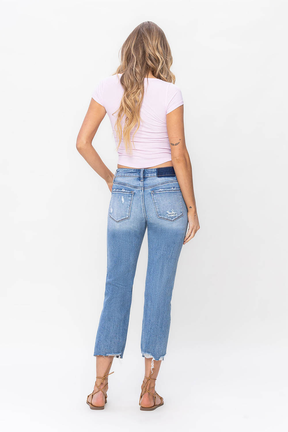 Genovese Mid Rise Regular Cropped Straight Jeans by Lovervet