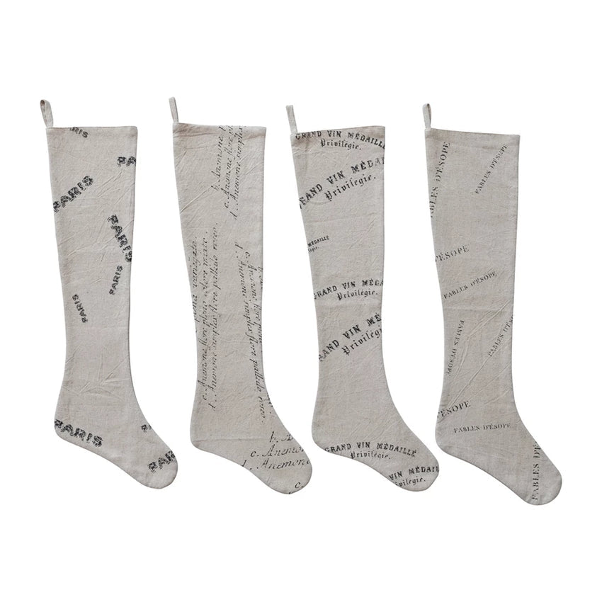 Linen French Holiday Stocking
