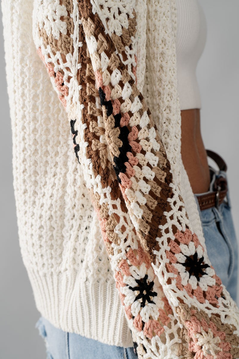 Landry Crochet Sleeve Cardigan