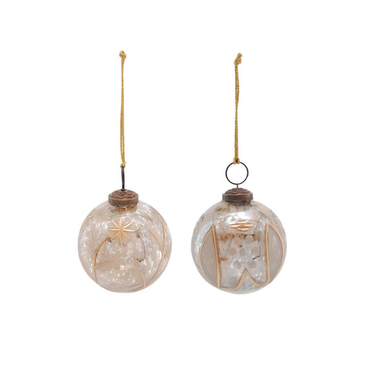 Etched Glass Bauble with Gold Detail