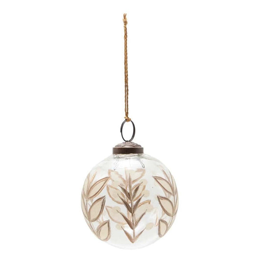 Hand-Painted Etched Glass Bauble 1.5”