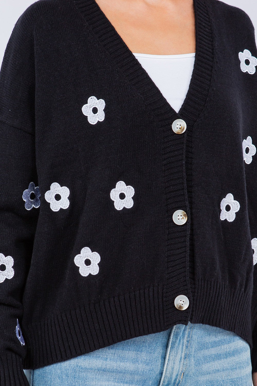 Embroidered Flower Cardigan