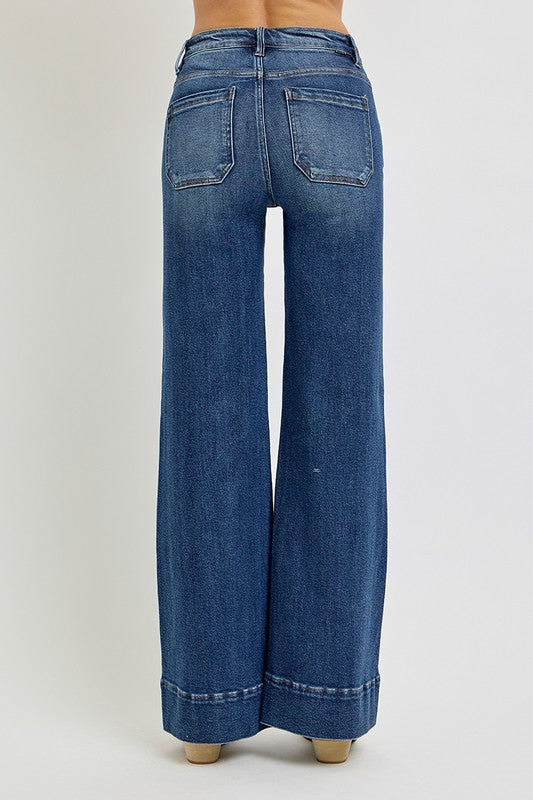 Jennison High Rise Wide Flare Patch Pocket Jeans