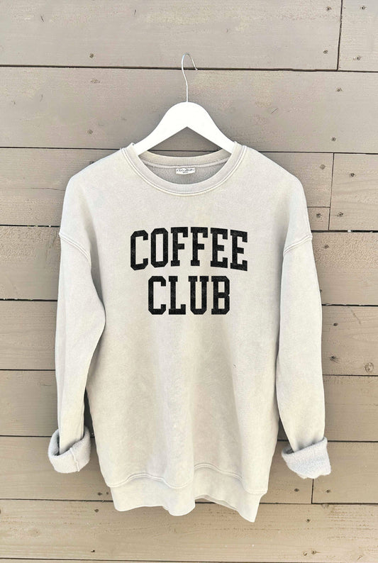 Coffee Club Mineral Slub Pullover • White Dove