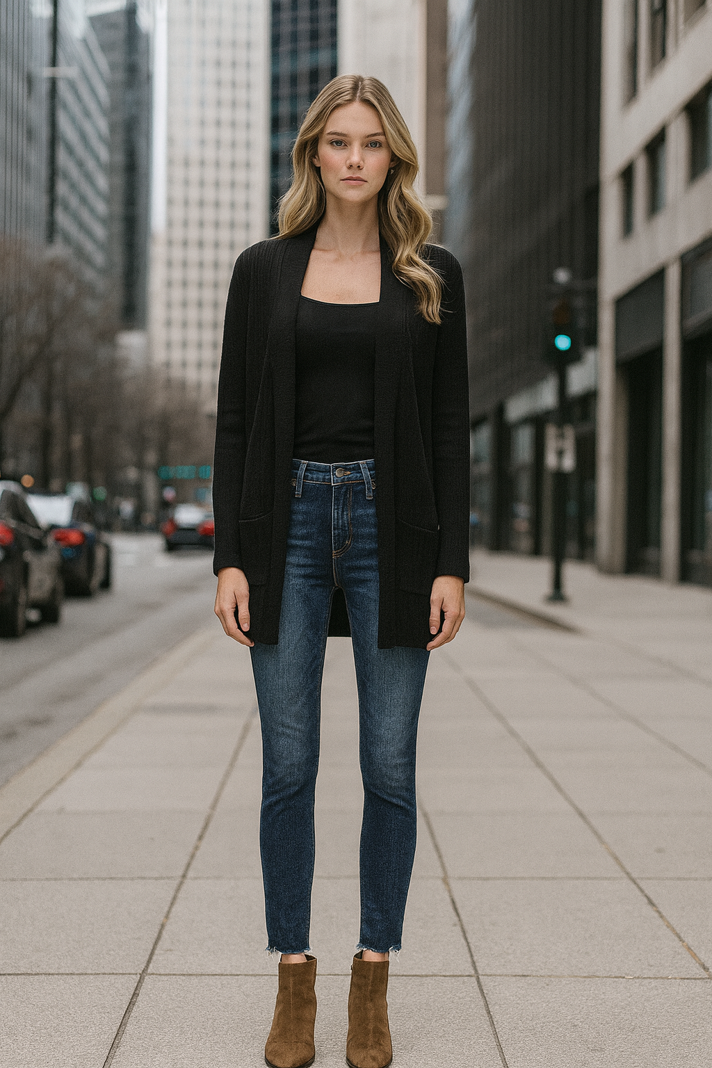 High Rise Crop Skinny Denim Jeans