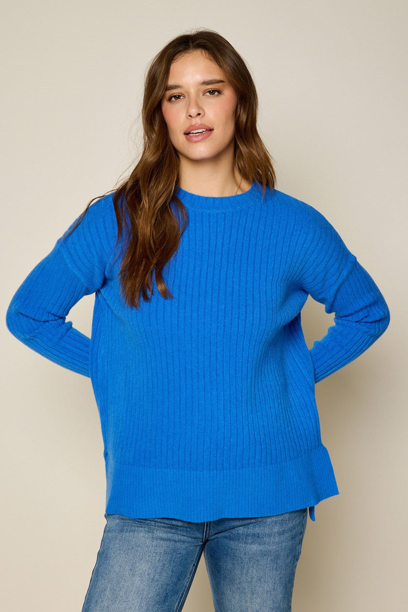 Cobalt Blue Ribbed Sweater