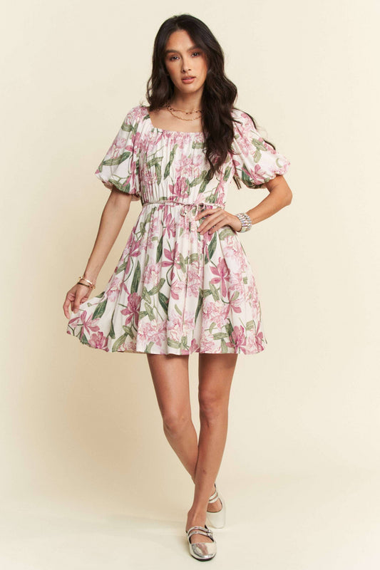Square Neck Puff Sleeve Dress