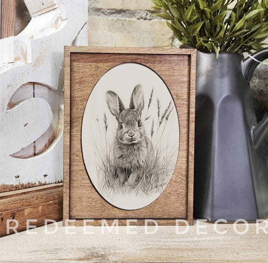 Framed Bunny Sketch Mini Art