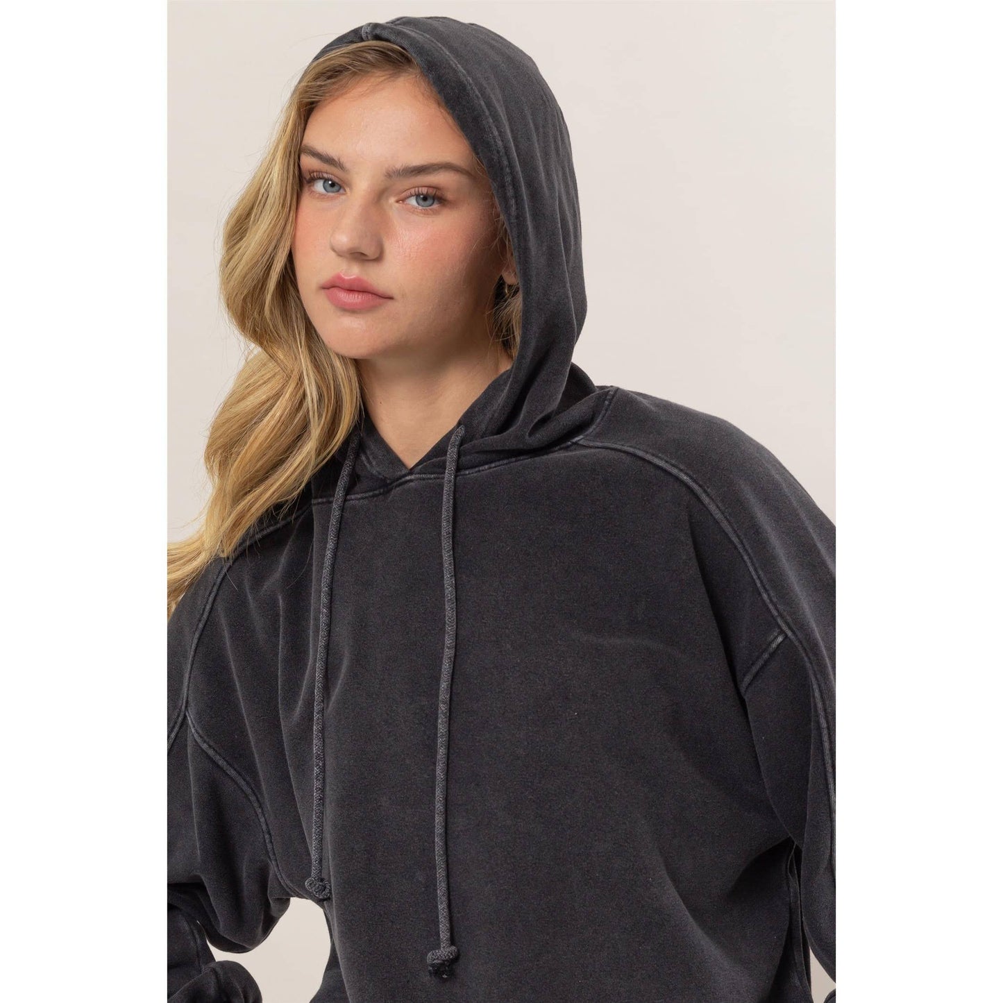 Seam Detailed Long Sleeve Oversized Hoodie